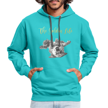 Load image into Gallery viewer, The Golden Life - Contrast Hoodie - scuba blue/asphalt