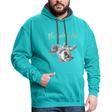 Load image into Gallery viewer, The Golden Life - Contrast Hoodie - scuba blue/asphalt