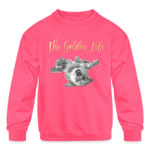 Load image into Gallery viewer, The Golden Life - Kids' Crewneck Sweatshirt - neon pink