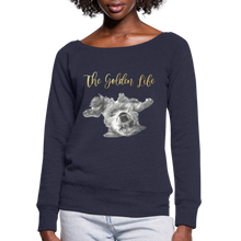 Load image into Gallery viewer, The Golden Life - Women's Wideneck Sweatshirt - melange navy