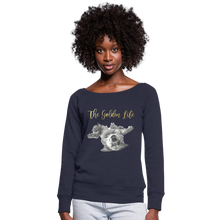 Load image into Gallery viewer, The Golden Life - Women's Wideneck Sweatshirt - melange navy