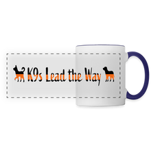 Load image into Gallery viewer, K9s Lead the Way - SAR- Panoramic Mug - white/cobalt blue