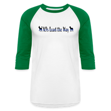 Load image into Gallery viewer, K9s Lead the Way - Police - Baseball T-Shirt - white/kelly green