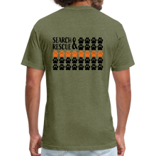 Load image into Gallery viewer, K9s Lead the Way - SAR - Fitted Cotton/Poly T-Shirt by Next Level - heather military green