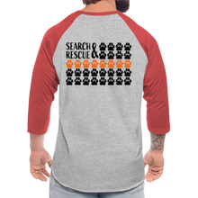 Load image into Gallery viewer, K9s Lead the Way - SAR - Baseball T-Shirt - heather gray/red