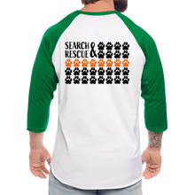 Load image into Gallery viewer, K9s Lead the Way - SAR - Baseball T-Shirt - white/kelly green