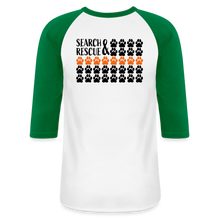 Load image into Gallery viewer, K9s Lead the Way - SAR - Baseball T-Shirt - white/kelly green