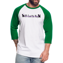 Load image into Gallery viewer, K9s Lead the Way - Service - Baseball T-Shirt - white/kelly green