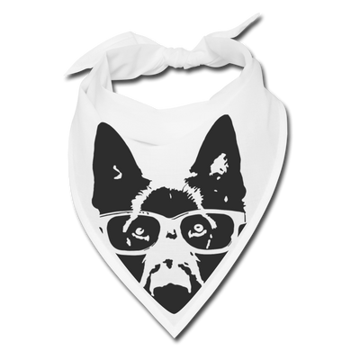 Dog with Glasses Bandana - white