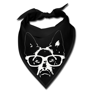 Dog with Glasses Bandana - black