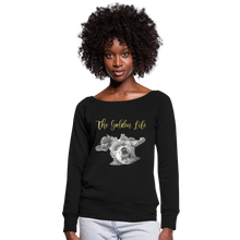 Load image into Gallery viewer, The Golden Life - Women&#39;s Wideneck Sweatshirt - black

