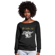 Load image into Gallery viewer, The Golden Life - Women&#39;s Wideneck Sweatshirt - heather black
