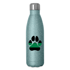 K9s Lead the Way - Military - Insulated Stainless Steel Water Bottle - turquoise glitter