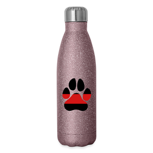 K9s Lead the Way - Fire - Insulated Stainless Steel Water Bottle - pink glitter