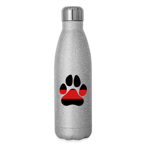 K9s Lead the Way - Fire - Insulated Stainless Steel Water Bottle - silver glitter