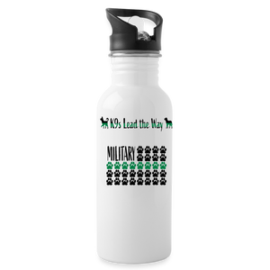 K9s Lead the Way - Military - Water Bottle - white