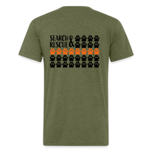 Load image into Gallery viewer, K9s Lead the Way - SAR - Fitted Cotton/Poly T-Shirt by Next Level - heather military green
