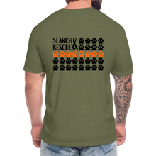 Load image into Gallery viewer, K9s Lead the Way - SAR - Fitted Cotton/Poly T-Shirt by Next Level - heather military green
