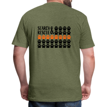 Load image into Gallery viewer, K9s Lead the Way - SAR - Fitted Cotton/Poly T-Shirt by Next Level - heather military green
