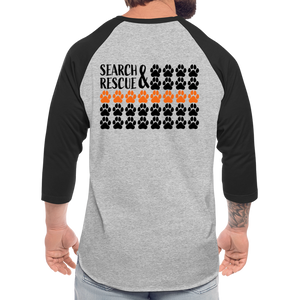 K9s Lead the Way - SAR - Baseball T-Shirt - heather gray/black