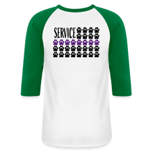 Load image into Gallery viewer, K9s Lead the Way - Service - Baseball T-Shirt - white/kelly green
